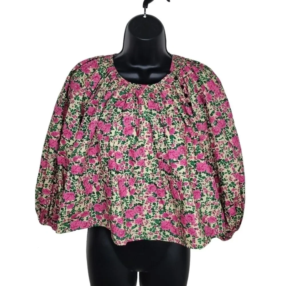 Zara Bloom into style floral long sleeve crop top size Xs